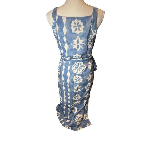 Rebecca Taylor 100% Linen Chambray Wrap Dress Midi Designer - Picture 1 of 5